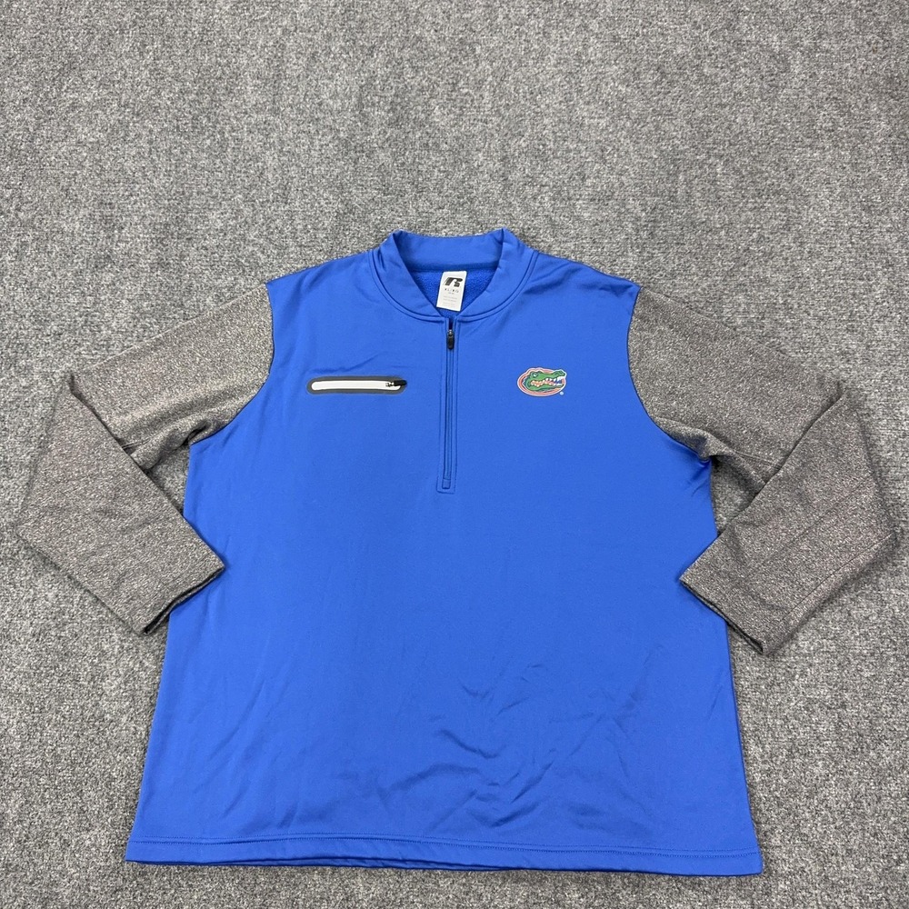 Florida Gators Sweatshirt Mens XL Blue NCAA Basketball Russell Athletic 1/4 Zip